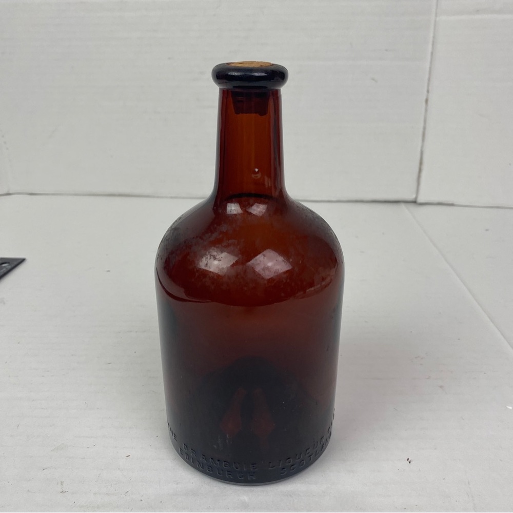 Drambuie Liquor Bottle Empty Brown Glass Cork Collectible Edinburg Scotland